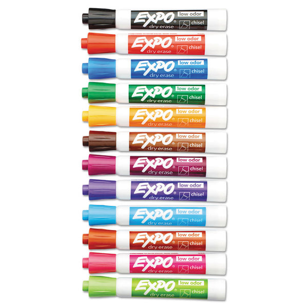 EXPO® Low-Odor Dry-Erase Marker, Broad Chisel Tip, Assorted Colors, 16/Set (SAN81045)