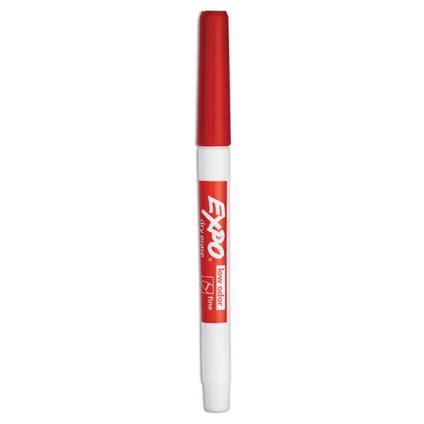 EXPO® Low-Odor Dry-Erase Marker, Fine Bullet Tip, Red, Dozen (SAN86002)