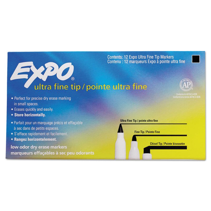 Expo® Low-Odor Dry-Erase Marker, Extra-Fine Bullet Tip, Black (SAN1871131A) 1 Dozen