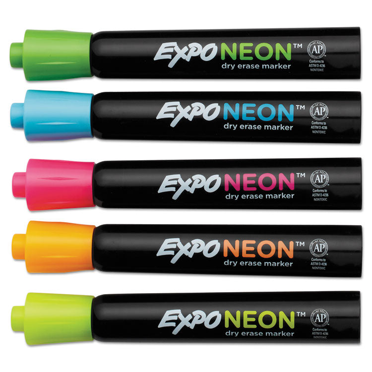 EXPO® Neon Windows Dry Erase Marker, Broad Bullet Tip, Assorted Colors, 5/Pack (SAN1752226) Pack of 5
