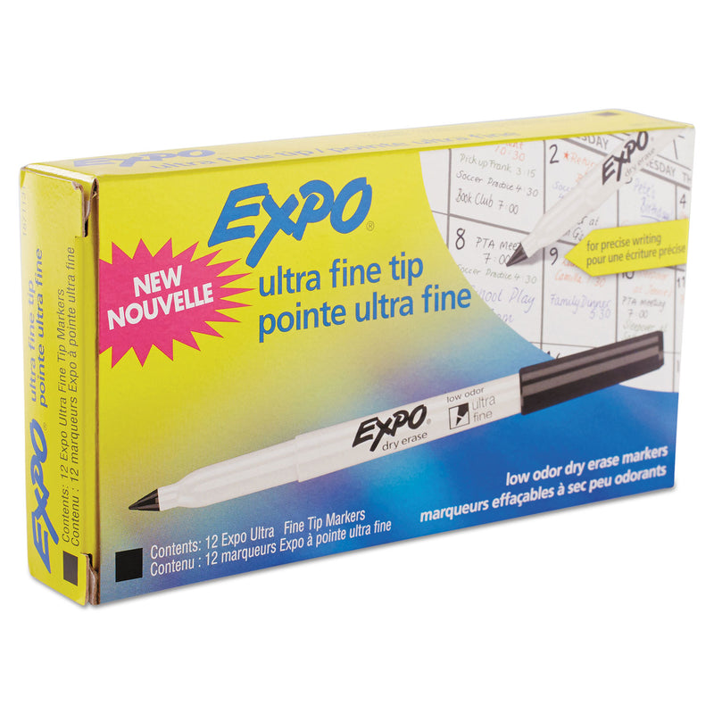 Expo® Low-Odor Dry-Erase Marker, Extra-Fine Bullet Tip, Black (SAN1871131A) 1 Dozen