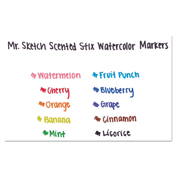 Mr. Sketch® Scented Stix Watercolor Marker Set, Fine Bullet Tip, Assorted Colors, 10/Set (SAN1905313) Set of 10