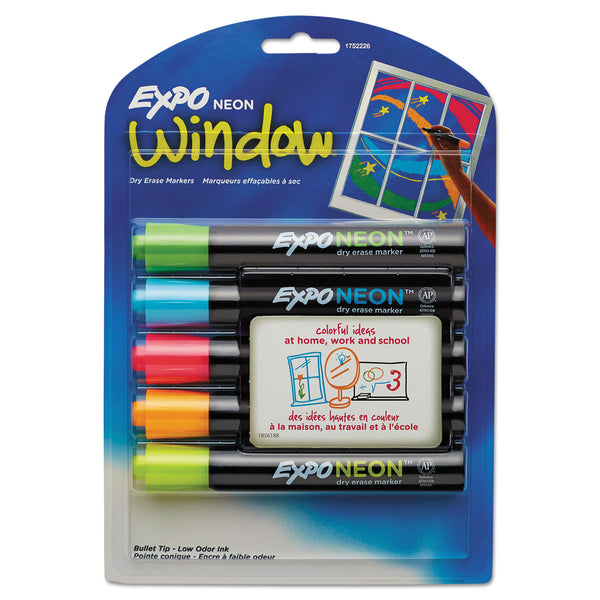 Expo® Neon Windows Dry Erase Marker, Broad Bullet Tip, Assorted Colors, 5/Pack (SAN2211553) 5 ST