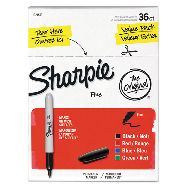 Sharpie® Fine Tip Permanent Marker Value Pack, Fine Bullet Tip, Assorted Colors, 36/Pack (SAN1921559)