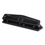 Universal® 12-Sheet Deluxe Two- and Three-Hole Adjustable Punch, 9/32" Holes, Black (UNV74323)