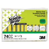 Scotch-Brite™ PROFESSIONAL Medium-Duty Scrubbing Sponge, 3.6 x 6.1, 0.7" Thick, Yellow/Green, 10/Pack (MMM74CC)