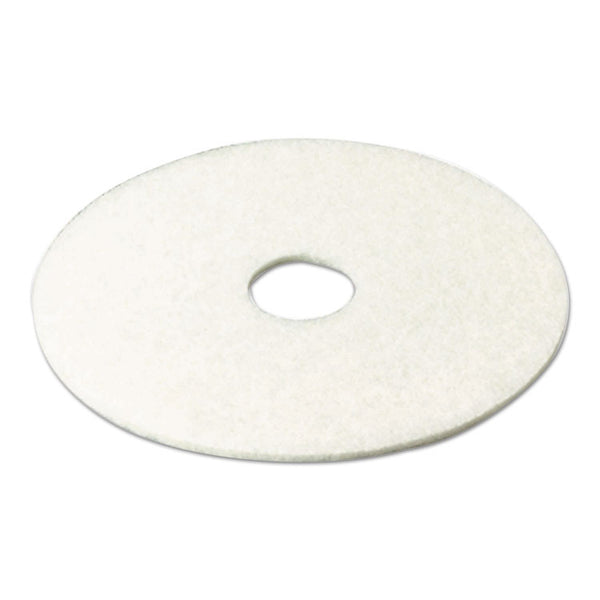 3M™ Low-Speed Super Polishing Floor Pads 4100, 13" Diameter, White, 5/Carton (MMM08477)