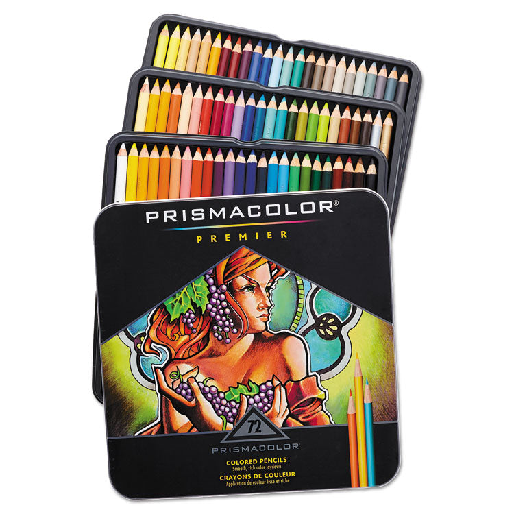 Prismacolor® Premier Colored Pencil, 0.7 mm, 2H (#4), Assorted Lead and Barrel Colors, 72/Pack (SAN3599TN) Set of 72