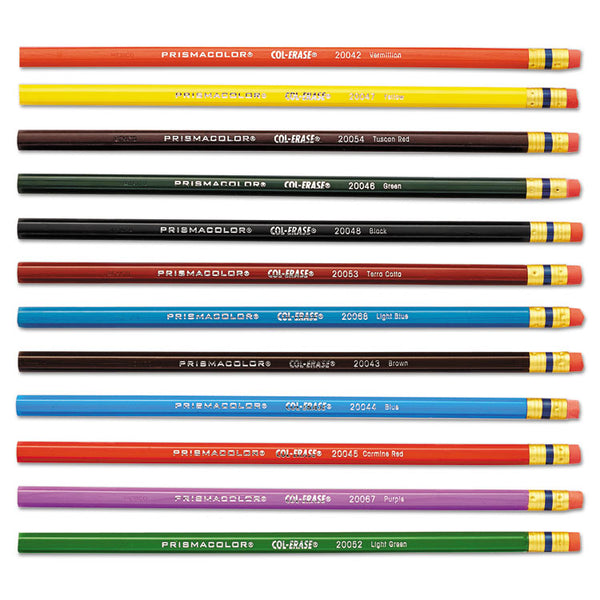 Prismacolor® Col-Erase Pencil with Eraser, 0.7 mm, 2B, Assorted Lead and Barrel Colors, Dozen (SAN20516) 6 Rolls