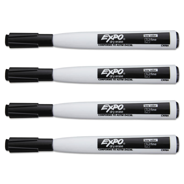 EXPO® Magnetic Dry Erase Marker, Fine Bullet Tip, Black, 4/Pack (SAN1944745) Pack of 6