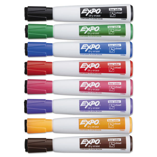 EXPO® Magnetic Dry Erase Marker, Broad Chisel Tip, Assorted Colors, 8/Pack (SAN1944741) Pack of 8