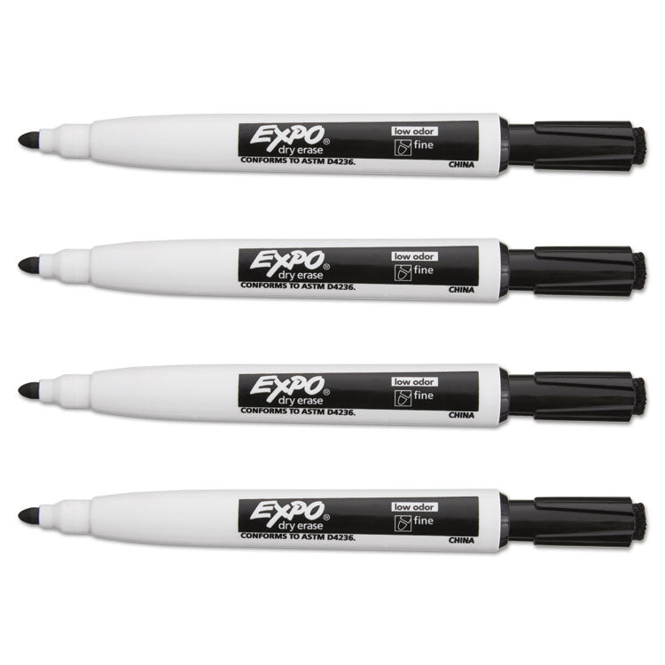 EXPO® Magnetic Dry Erase Marker, Fine Bullet Tip, Black, 4/Pack (SAN1944745) Pack of 6