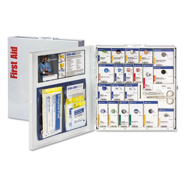 First Aid Only™ ANSI 2015 SmartCompliance General Business First Aid Station for 50 People, No Medication, 202 Pieces, Metal Case (FAO746004021) 1 Kit