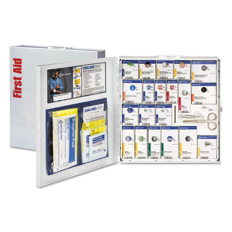 First Aid Only™ ANSI 2015 SmartCompliance General Business First Aid Station for 50 People, No Medication, 202 Pieces, Metal Case (FAO746004021) 1 Kit