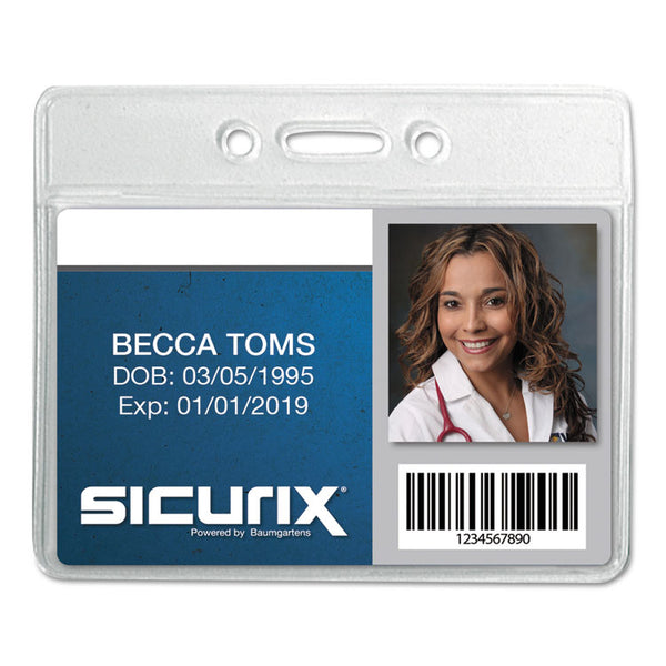 SICURIX® SICURIX Badge Holder, Horizontal, 2.13 x 3.38, Clear, 12/Pack (BAU67810)