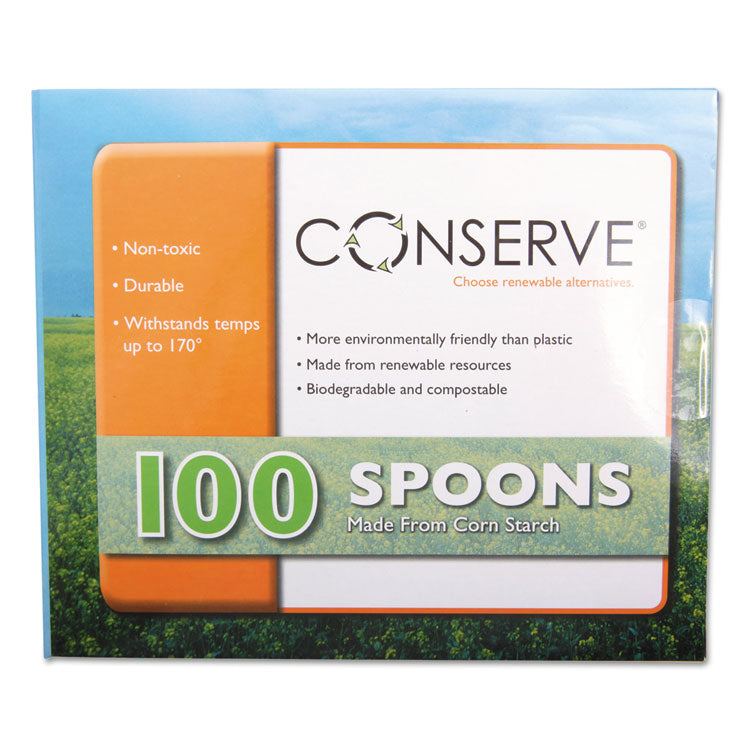 CONSERVE® Corn Starch Cutlery, Spoon, White, 100/Pack (BAU10232)
