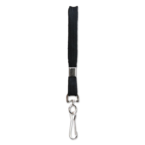 SICURIX® Flat Lanyard, Metal Hook Fastener, 36", Nylon, Black, 100/Pack (BAU65619)