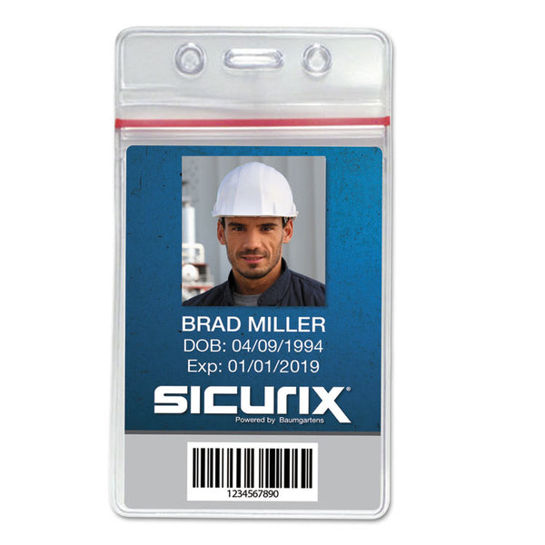 SICURIX® Sealable Cardholder, Vertical, 2.62 x 3.75, Clear, 50/Pack (BAU47840)