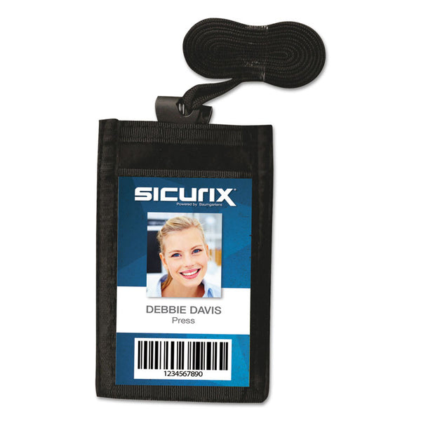 SICURIX® Sicurix ID Neck Pouch, Vertical, 3 x 4 3/4, Black (BAU55120)