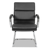 Alera® Alera Neratoli Slim Profile Stain-Resistant Faux Leather Guest Chair, 23.81" x 27.16" x 36.61", Black Seat/Back, Chrome Base (ALENR4319)