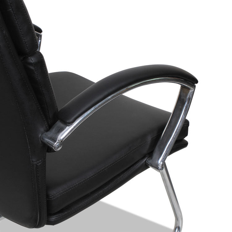 Alera® Alera Neratoli Slim Profile Stain-Resistant Faux Leather Guest Chair, 23.81" x 27.16" x 36.61", Black Seat/Back, Chrome Base (ALENR4319)