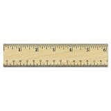 Universal® Flat Wood Ruler w/Double Metal Edge, Standard, 12" Long, Clear Lacquer Finish (UNV59021)