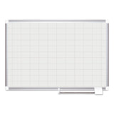 MasterVision® Gridded Magnetic Steel Dry Erase Planning Board, 2 x 3 Grid, 48 x 36, White Surface, Silver Aluminum Frame (BVCMA0593830) Each