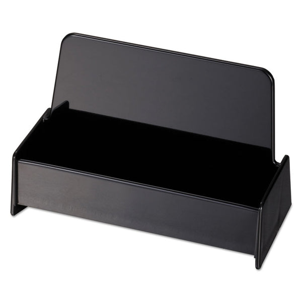 Universal® Business Card Holder, Holds 50 2 x 3.5 Cards, 3.75 x 1.81 x 1.38, Plastic, Black (UNV08109)