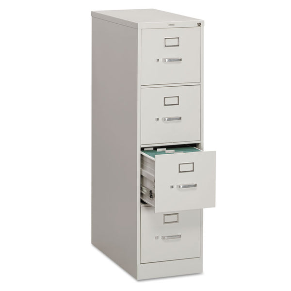 HON® 310 Series Vertical File, 4 Letter-Size File Drawers, Light Gray, 15" x 26.5" x 52" (HON314PQ)