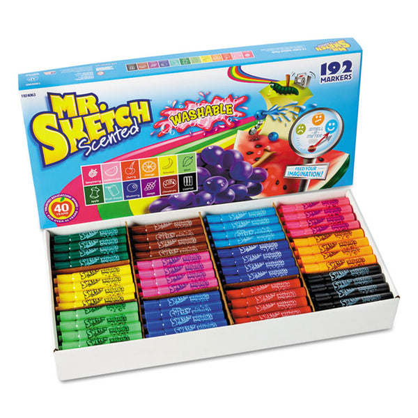 Mr. Sketch® Washable Markers, Broad Chisel Tip, Assorted Colors, 192/Set (SAN1924063) Set of 192