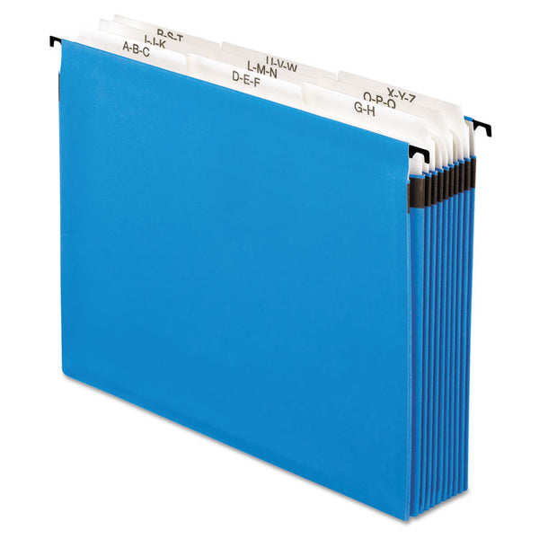 Pendaflex® SureHook Nine-Section Hanging Folder, 9 Sections, 5.25" Capacity, Letter Size, 1/5-Cut Tabs, Blue (PFX59225) Each