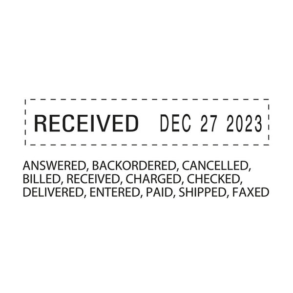 Trodat® Printy Economy 12-Message Date Stamp, Self-Inking, 2" x 0.38", Black (USSE4817)