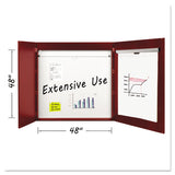 MasterVision® Conference Cabinet, Porcelain Magnetic Dry Erase Board, 48 x 48, White Surface, Cherry Wood Frame (BVCCAB01010130) Each