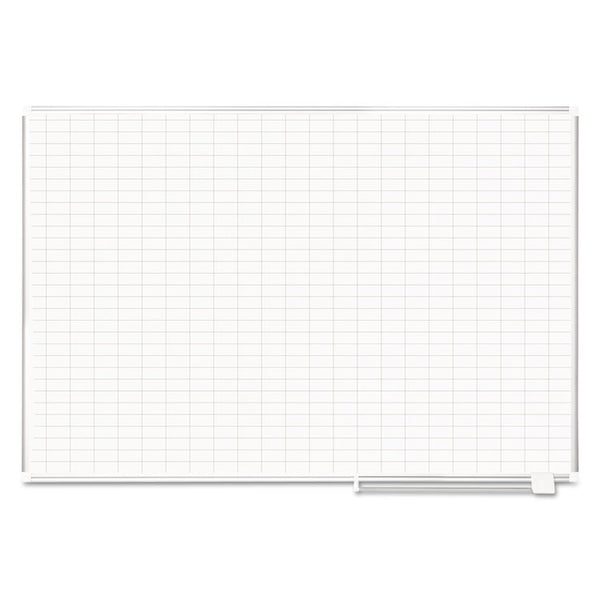 MasterVision® Gridded Magnetic Porcelain Dry Erase Planning Board, 1 x 2 Grid, 72 x 48, White Surface, Silver Aluminum Frame (BVCCR1230830) Each