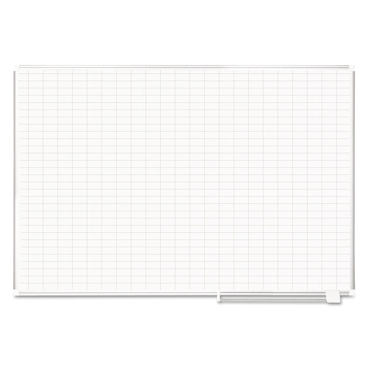 MasterVision® Gridded Magnetic Porcelain Dry Erase Planning Board, 1 x 2 Grid, 72 x 48, White Surface, Silver Aluminum Frame (BVCCR1230830) Each