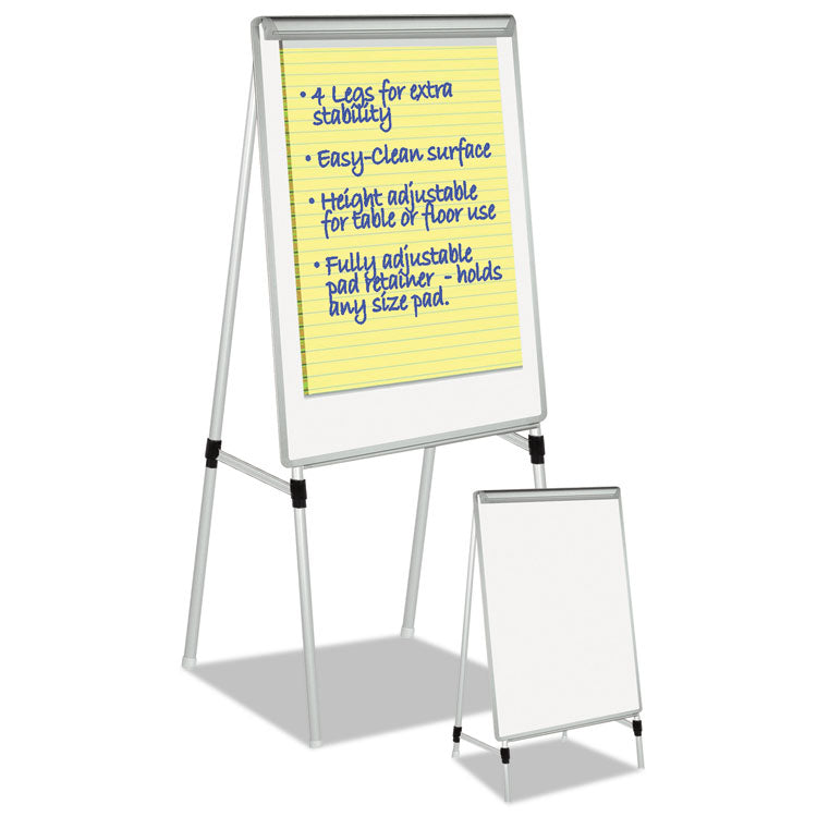 MasterVision® Silver Easy Clean Dry Erase Quad-Pod Presentation Easel, 45" to 79" High, Silver (BVCEA2300335MV) Each