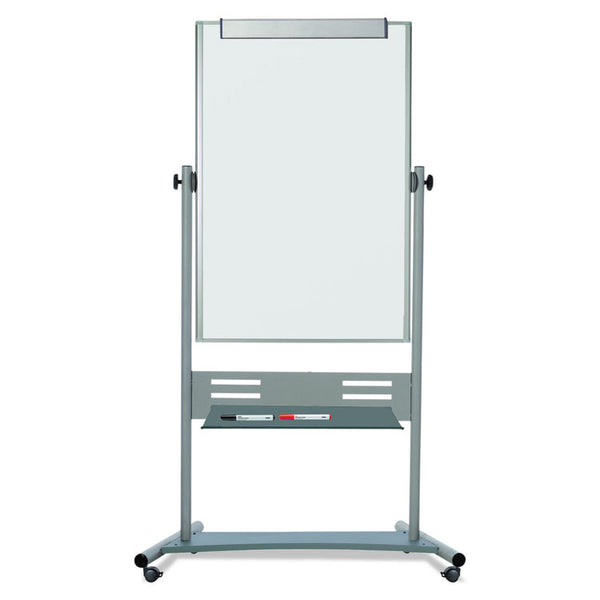 MasterVision® Revolver Easel, 35.4 x 47.2, 80" Tall Easel, Vertical Orientation, White Surface, Silver Aluminum Frame (BVCQR5203) Each