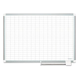 MasterVision® Gridded Magnetic Steel Dry Erase Planning Board with Accessories, 1 x 2 Grid, 36 x 24, White Surface, Silver Aluminum Frame (BVCMA0392830A) Each