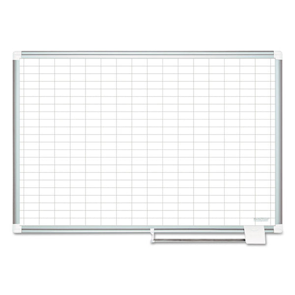 MasterVision® Gridded Magnetic Steel Dry Erase Planning Board with Accessories, 1 x 2 Grid, 36 x 24, White Surface, Silver Aluminum Frame (BVCMA0392830A) Each