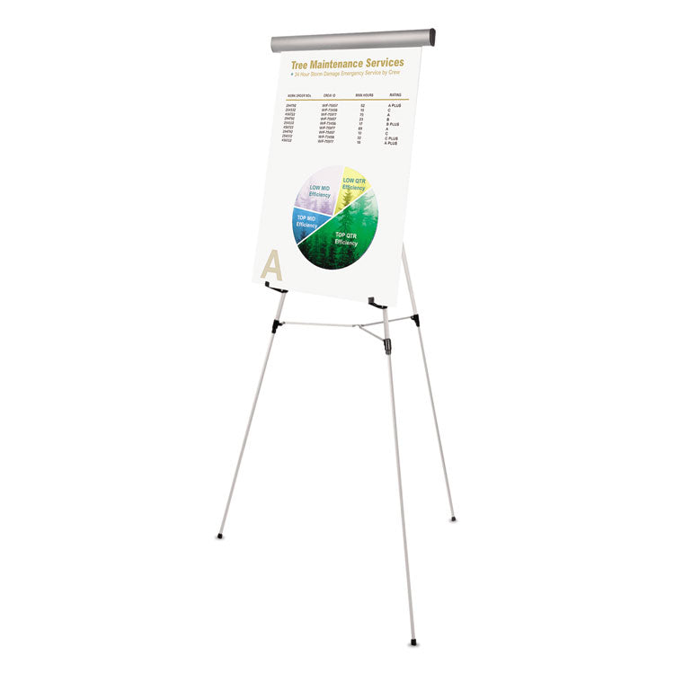 MasterVision® Telescoping Tripod Display Easel, Adjusts 38" to 69" High, Metal, Silver (BVCFLX05102MV) Each