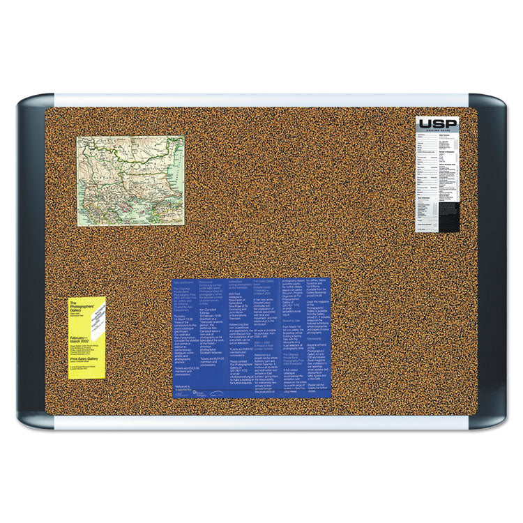 MasterVision® Tech Cork Board, 36 x 24, Tan Surface, Silver/Black Aluminum Frame (BVCMVI030501) Each