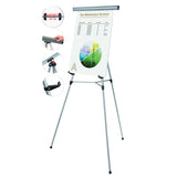 MasterVision® Telescoping Tripod Display Easel, Adjusts 38" to 69" High, Metal, Silver (BVCFLX05102MV) Each