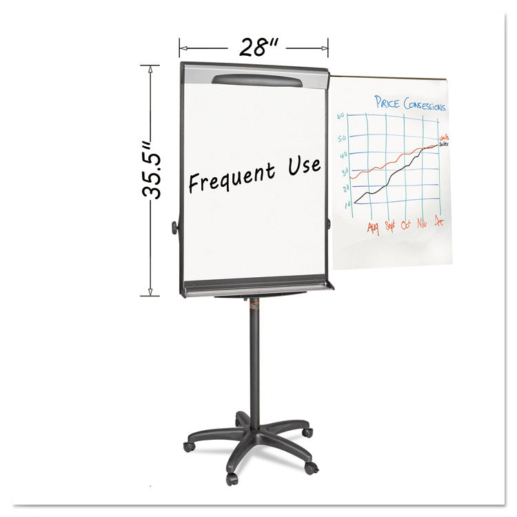 MasterVision® Tripod Extension Bar Magnetic Dry-Erase Easel, 69" to 78" High, Black/Silver (BVCEA48062119) Each