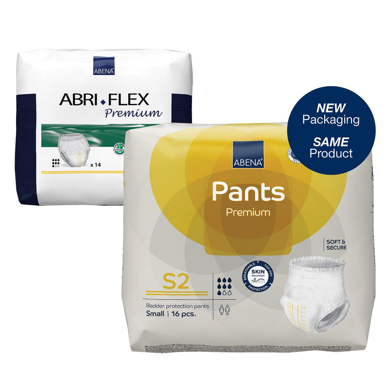 Abena® Premium Pants S2 Unisex Adult Absorbent Underwear Pull On with Tear Away Seams Small Disposable Heavy Absorbency (1218227_PK) 16/PK