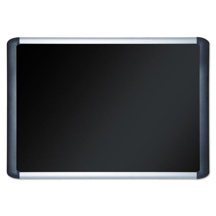 MasterVision® Soft-touch Bulletin Board, 36 x 24, Black Fabric Surface, Aluminum/Black Aluminum Frame (BVCMVI030301) Each