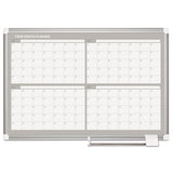 MasterVision® Magnetic Dry Erase Calendar Board, Four Month, 36 x 24, White Surface, Silver Aluminum Frame (BVCGA03105830) Each