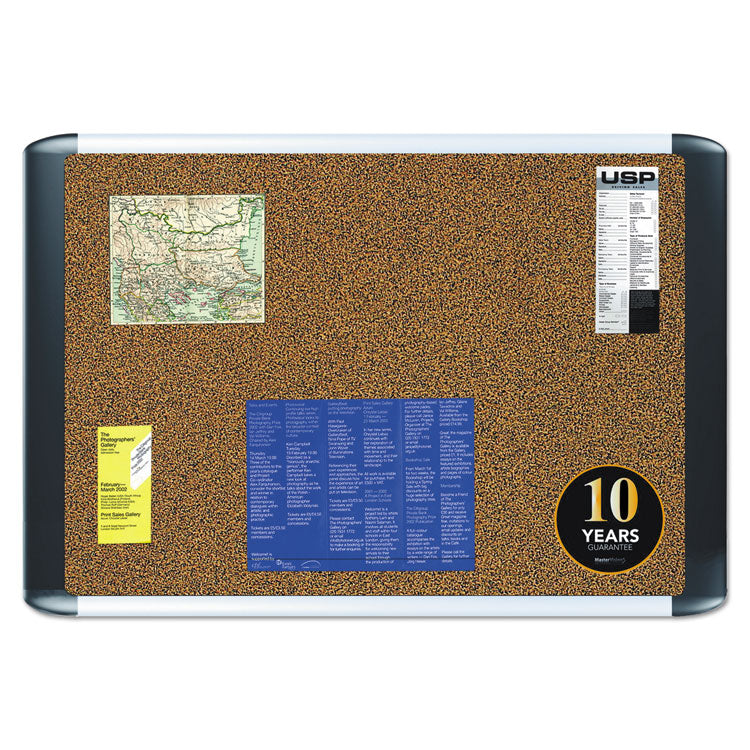 MasterVision® Tech Cork Board, 36 x 24, Tan Surface, Silver/Black Aluminum Frame (BVCMVI030501) Each