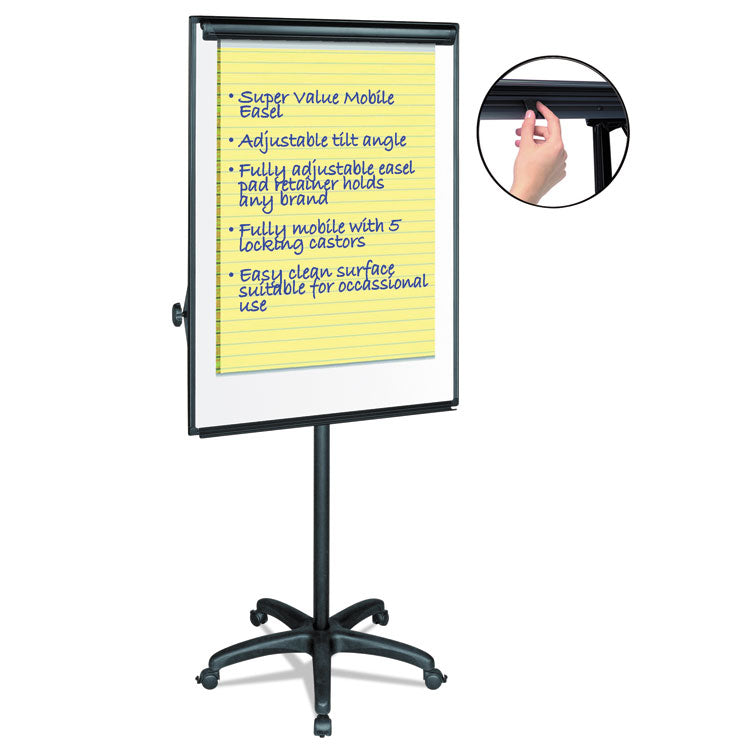 MasterVision® Silver Easy Clean Dry Erase Mobile Presentation Easel, 44" to 75.25" High (BVCEA4800055) Each