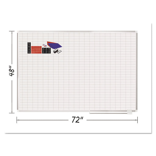 MasterVision® Gridded Magnetic Steel Dry Erase Planning Board with Accessories, 1 x 2 Grid, 72 x 48, White Surface, Silver Aluminum Frame (BVCMA2792830A)