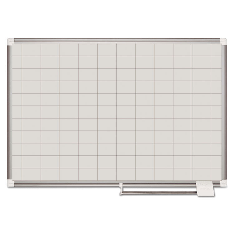 MasterVision® Gridded Magnetic Steel Dry Erase Planning Board, 2 x 3 Grid, 48 x 36, White Surface, Silver Aluminum Frame (BVCMA0593830) Each